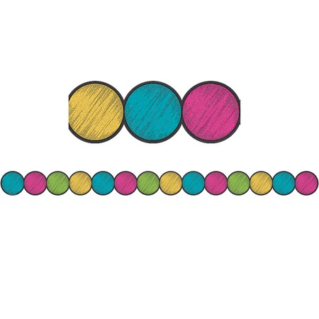 Teacher Created Resources Chalkboard Brights Circles Die-Cut Border Trim, 35 Feet/Pack, PK6 TCR3498